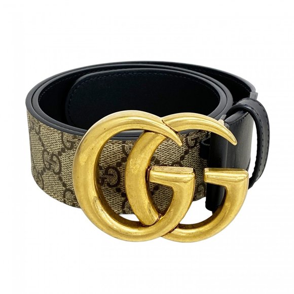 Gucci GG Marmont Supreme Belt 400593 Leather Brown Black Women's - Picture 1 of 8